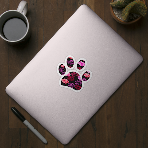 Black paw print with lips by GULSENGUNEL